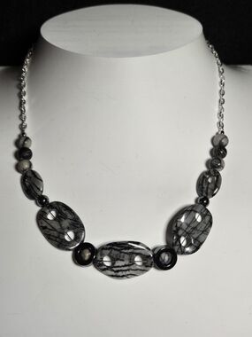 Spiderweb Jasper Mariner's Bead And Hematite Necklace, Bracelet And Earring Set
